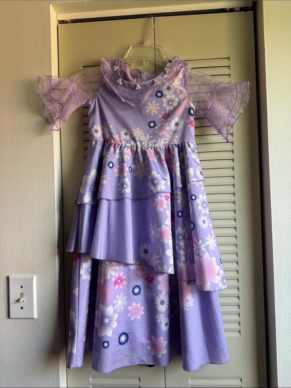 "Encanto" Isabella's costume Purple Floral Tiered Party Dress